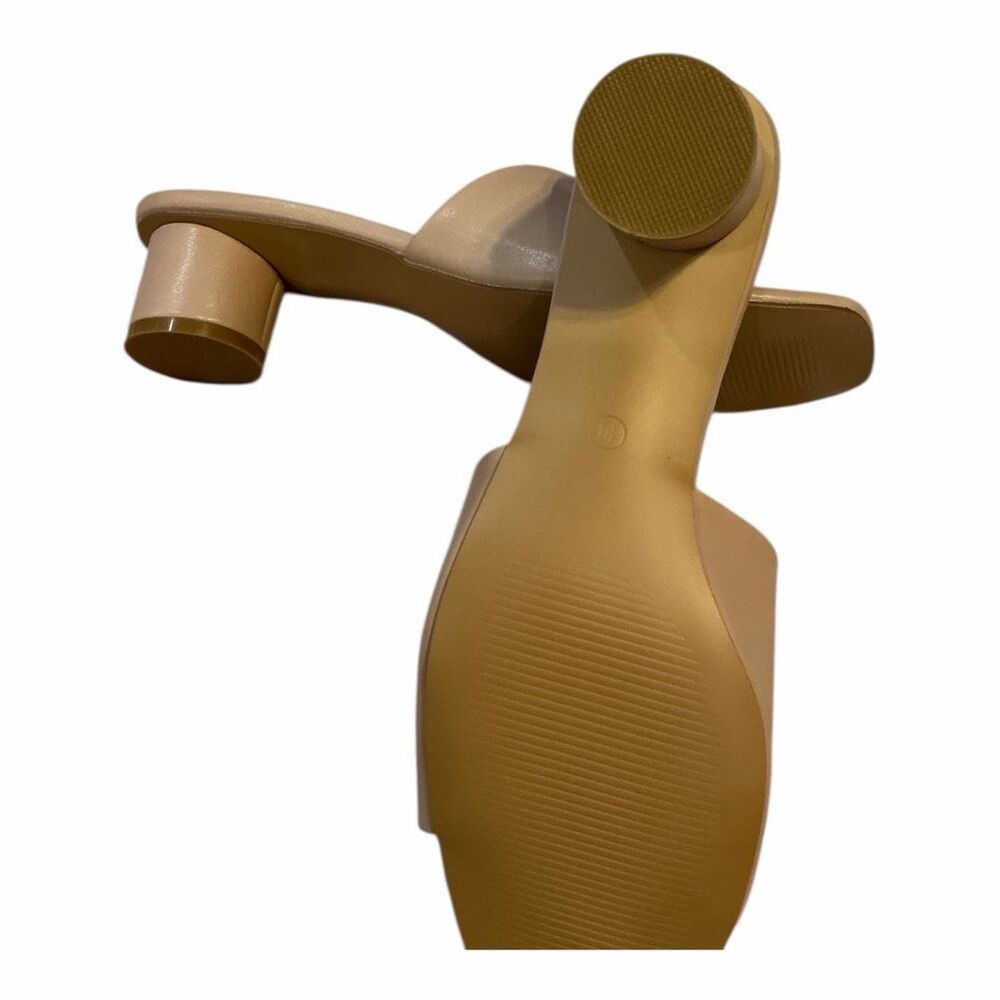 Coutgo Womens Size 10 Chunky Round Heel Slides Square Peep Toe Sandals Slip On